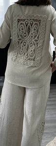 Iris crochet panel shirt set